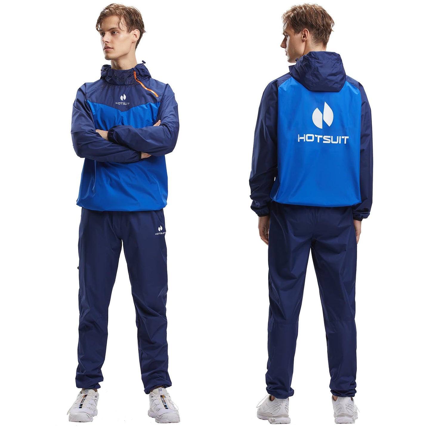 HOTSUIT Sauna Suit for Men Sweat Sauna Jacket Pant Gym Workout Sweat Suits, Navy, 3XL