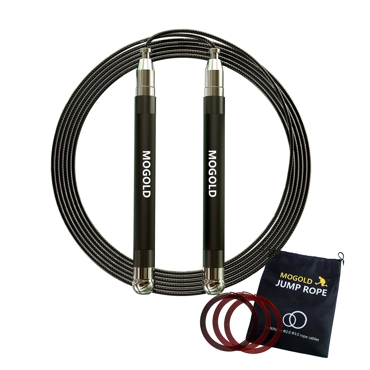 2-in-1 Speed Rope: 2mm for Boxing/MMA & 3mm for CrossFit - Tool-Free Adjustable Cable System with Dual Bearings - Sweatproof Hybrid Grip for High-Intensity Training