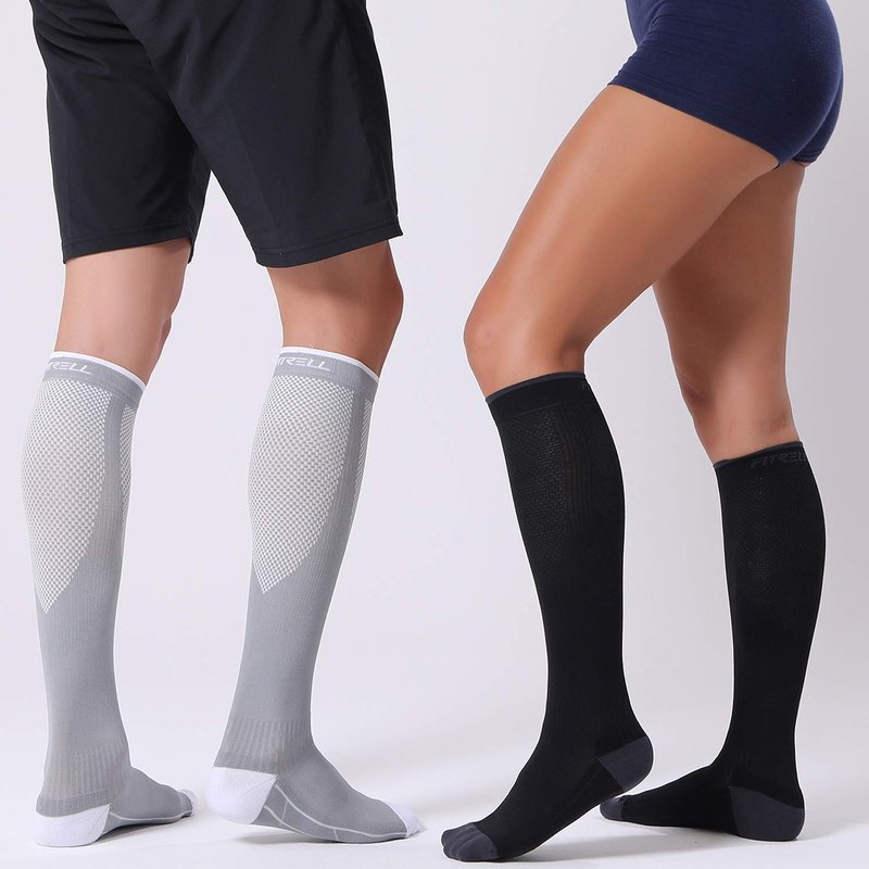 FITRELL 3 Pairs Compression Socks for Women and Men 20-30mmHg- Circulation and Muscle Support Socks for Travel, Running, Nurse, Knee High, Medical BLACK S/M