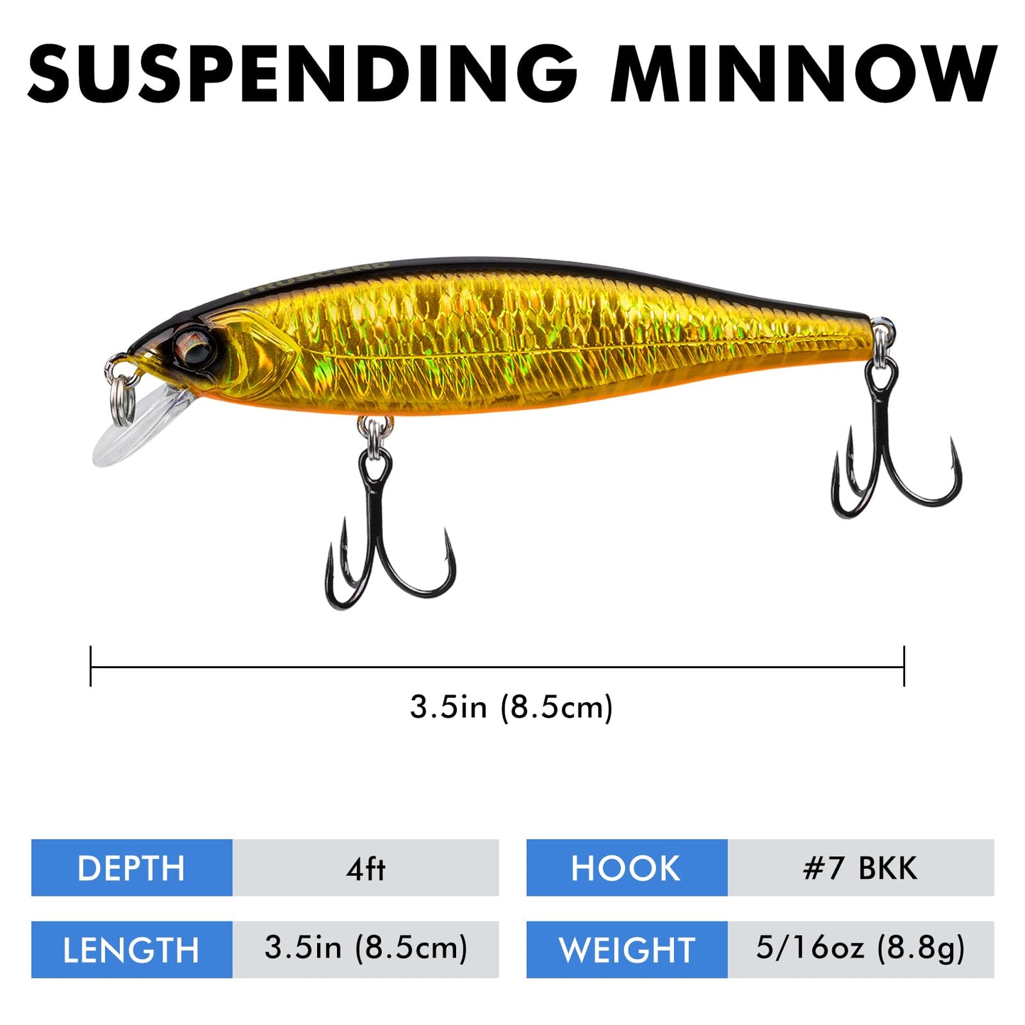 TRUSCEND Suspending Jerkbait Fishing Lures, Precision-Engineered Minnow with Sound, Flash & Irresistible Action, Cast Farther, Glow Brighter and Rattle Louder Jerkbaits for Bass Walleye Pike Catfish