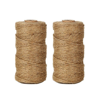 Tenn Well Natural Jute Twine, 656 Feet 1mm Thin Rustic Twine String for Arts & Crafts, Gift Wrapping, Gardening, Wedding, Halloween Decor, Christmas Ornaments (2PCS X 328 Feet)