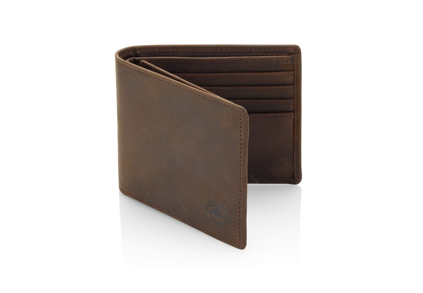 Stealth Mode Leather Bifold Wallet for Men - RFID Blocking, 11 Card Slots, Gift Box