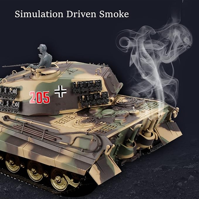 Heng Long RC Tank for Adults 1:16 2.4ghz German Tiger King Henschel Remote Control Tank Model (320-Degree Rotating Turret) RC Tanks That Shoots Military Vehicles Gifts for Age 14+