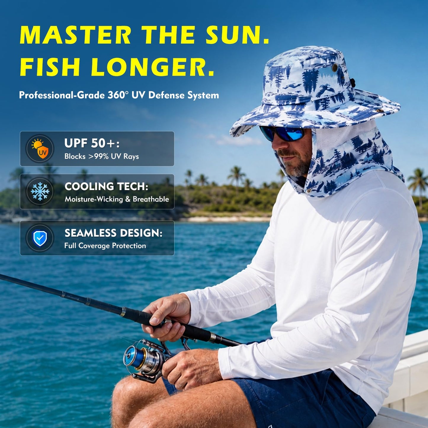 Comhats Sun Hats for Men Neck Cover Flap Protection UPF50+ Wide Brim Summer Boonie Bucket Waterproof Summer Golf Packable Travel Big Head X-Large XX-Large XL XXL Light Grey