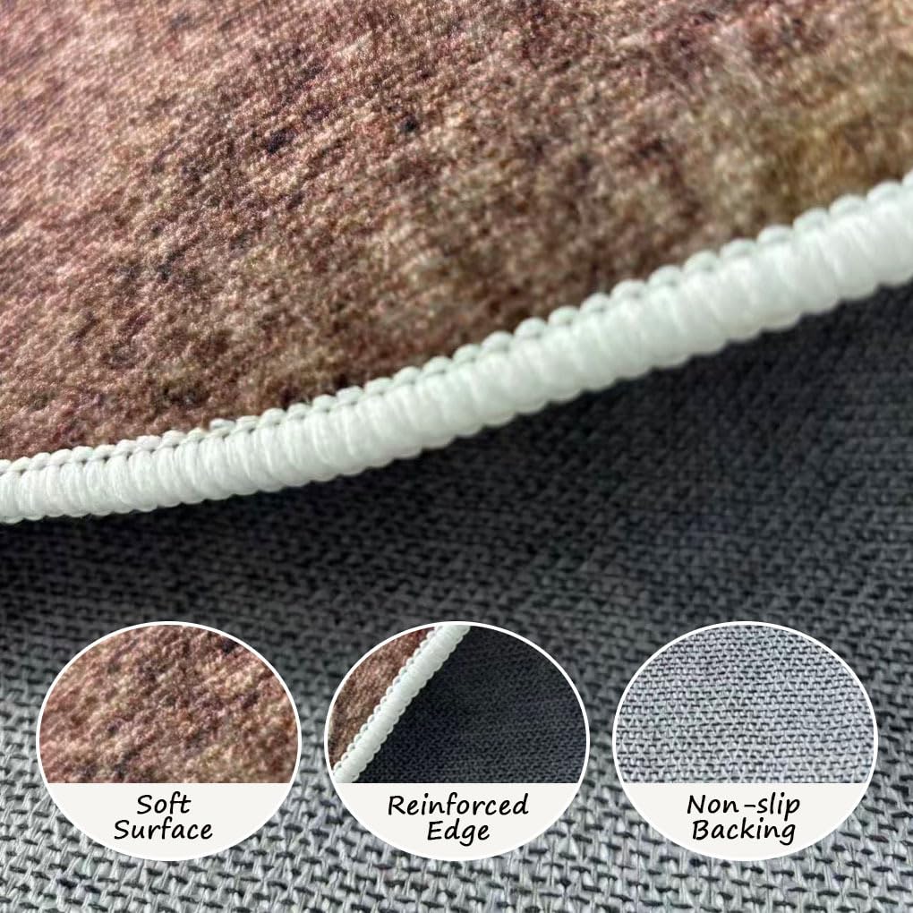 Modern Abstract Irregular Shaped Area Rug Soft Washable Carpet for Bedroom Livingroom Dining Kitchen Runner Rug Brown Beige Aesthetic 5x7 Floorcover