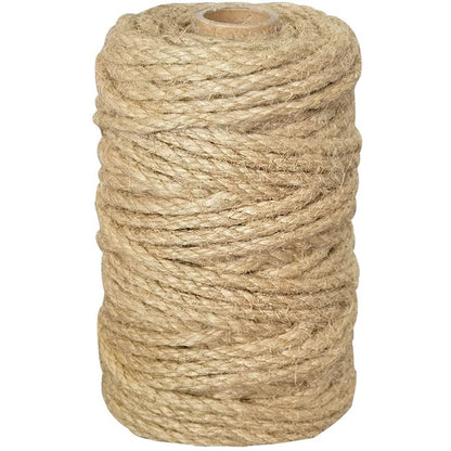 PerkHomy 5mm Jute Rope 105 Feet Twisted Heavy Duty and Thick Twine Rope for Cat Scratcher Scratching Post Tree Craft Projects Gardening Home Decoration Packing Bundling (105FT * 5mm)