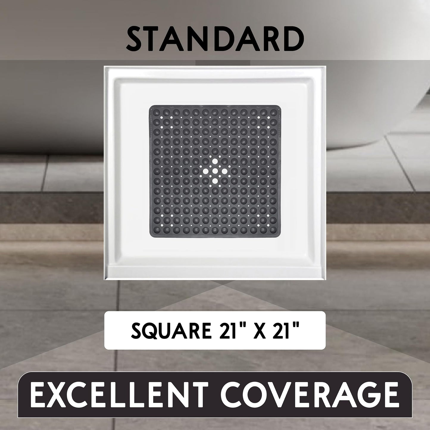 ENKOSI Square Anti Slip Shower Mat - 21x21 Clear Purple, Ideal for Elderly - No Slip, Nonslip