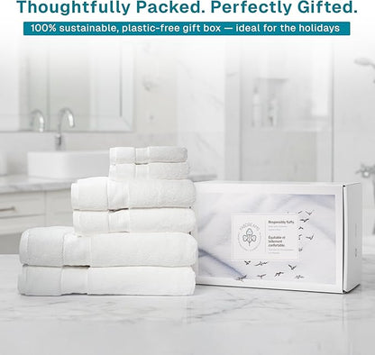 100% Organic Cotton Bath Towel Set | Bathroom Luxury Towel Set of 6 | GOTS