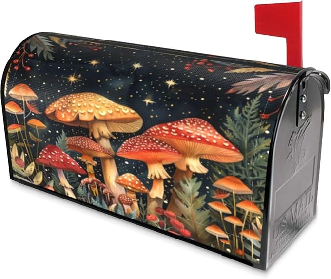 DADABULIU Mailbox Covers Mushroom Forest Vintage Magnetic Letter Post Box Cover Standard Size 21 x 18 Inch Garden Yard Home Decorative