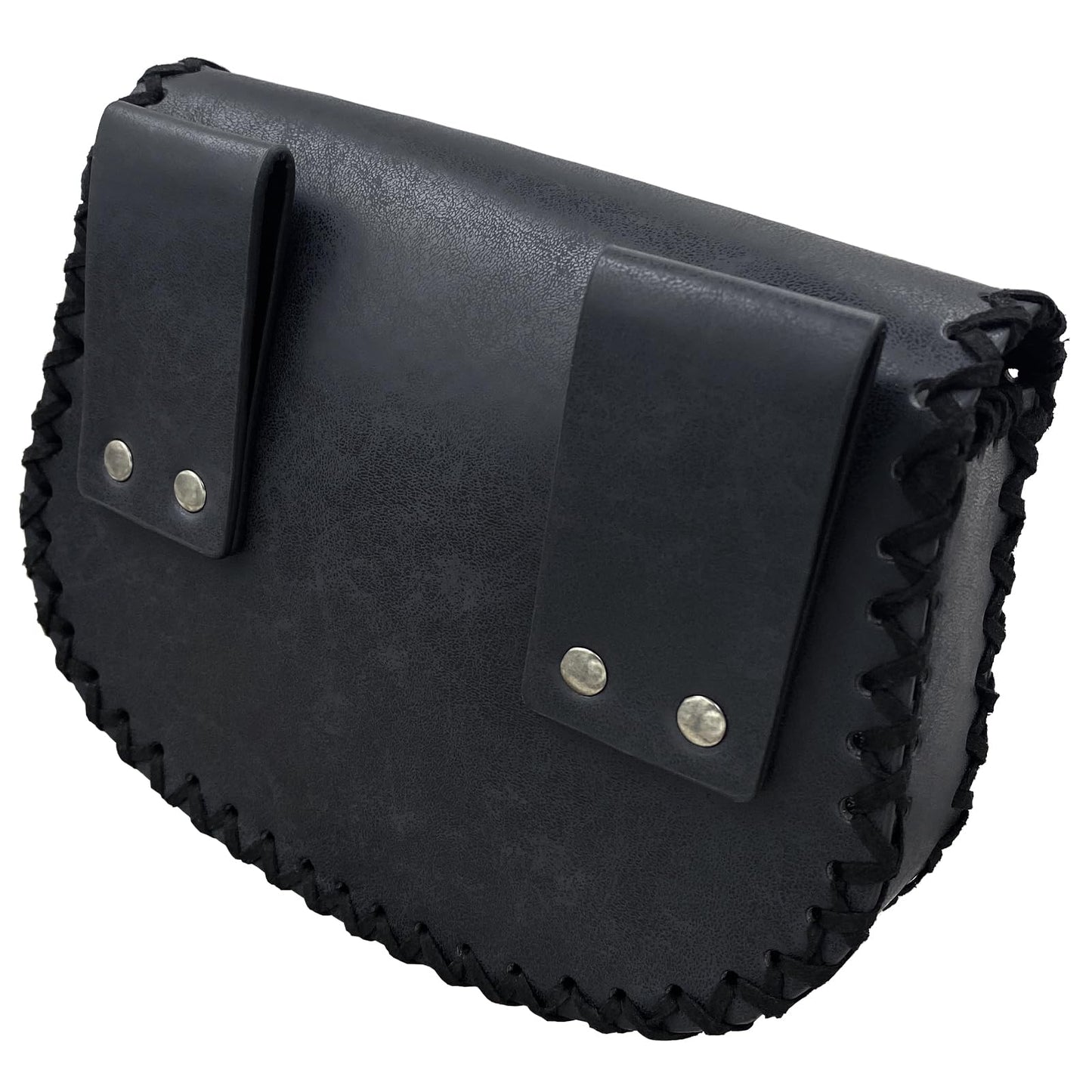 HiiFeuer Viking Embossed Belt Bag, Vintage Medieval Faux Leather Side Pack, Middle Ages Portable Belt Pouch For LARP Ren Faire (Black A)