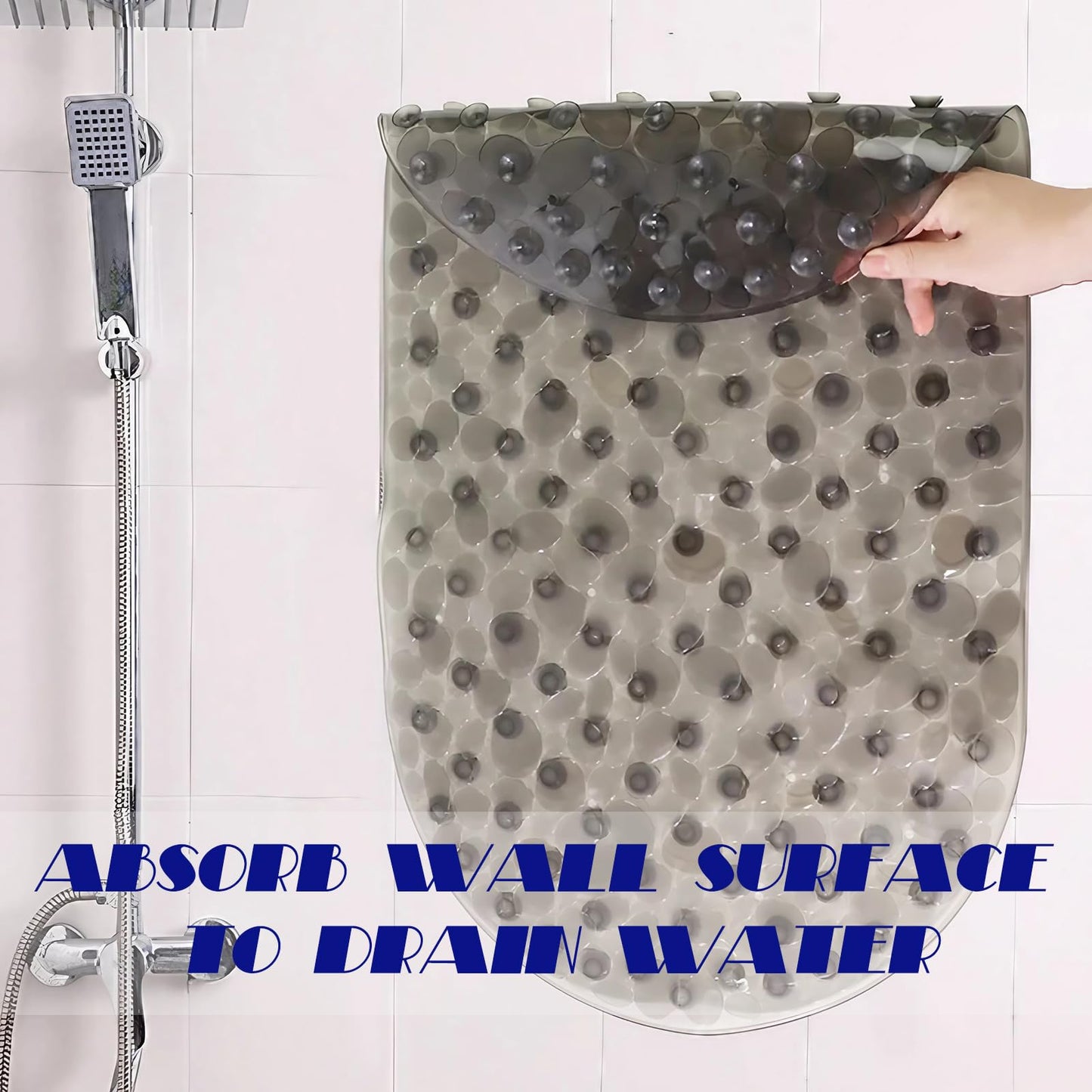Anti-Slip Bathtub Mats Shower Bathroom Pad Floor Long Mat,Stone Texture Design with Large Suction Cup Bath Tub/Shower Room/Shower Safety Mats,BPA Free for Kids Bath Rugs/Bath Accessories
