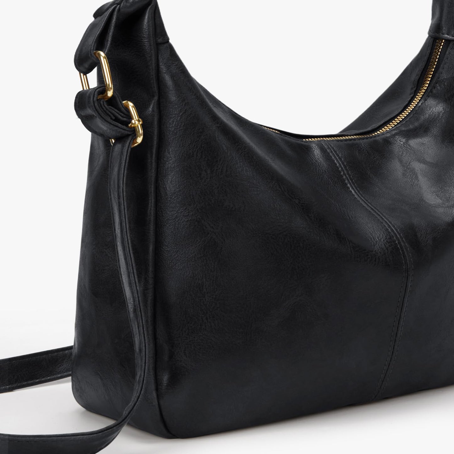 AnBlack Shoulder Bags for Women Leather Crossbody Bags Slouchy Hobo Bag Purse Daily Slouchy Tote Purses(Black)
