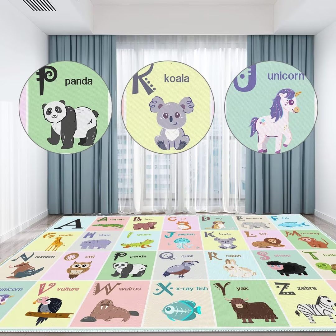 YLZLDKH ABC Alphabet Rug Carpet for Kids, Educational Area Rugs for Classroom, Alphabet Animal Play Mat for Playroom and Bedroom (47x71In)