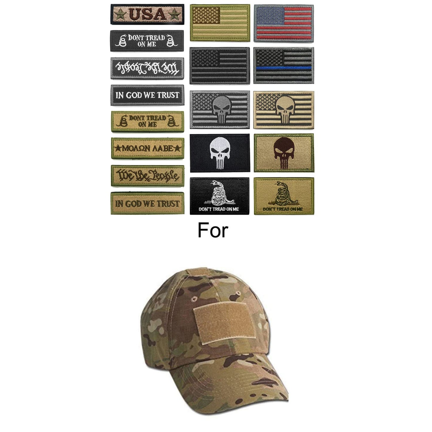 WZT Bundle 18 Pieces American Flag Patch Thin Blue Line USA Flag United States Morale Military Patches Set for Caps,Bags,Backpacks,Tactical Vest,Military Uniforms