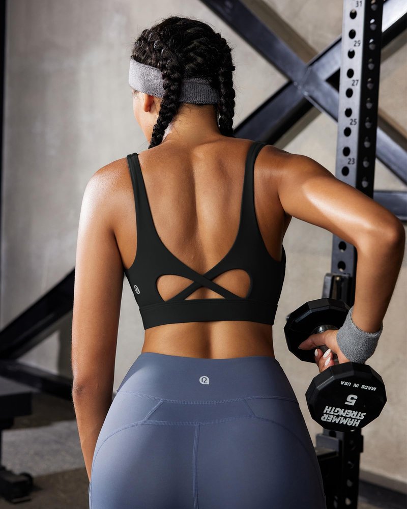 RUNNING GIRL Sports Bra for Women High Support, Molded Cup High Impact Sports Bras with Sewn in Pads Workout Running Bra(3128 Black L)