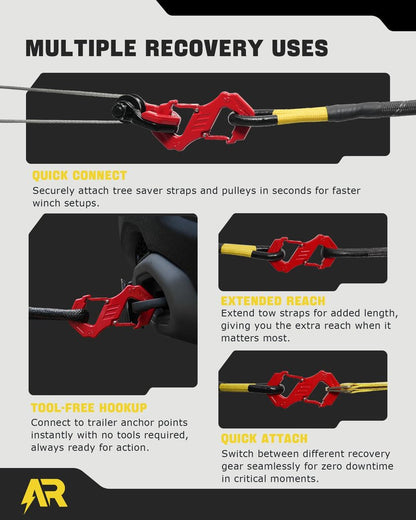 AUTORICH 3/8" S Tow Hook, G80 Steel Quick Winch Shackle 33,000Lbs Break Strength, Heavy Duty Off-Road Recovery Connect Hook for SUV, Truck, Trailer & Towing Applications, Red