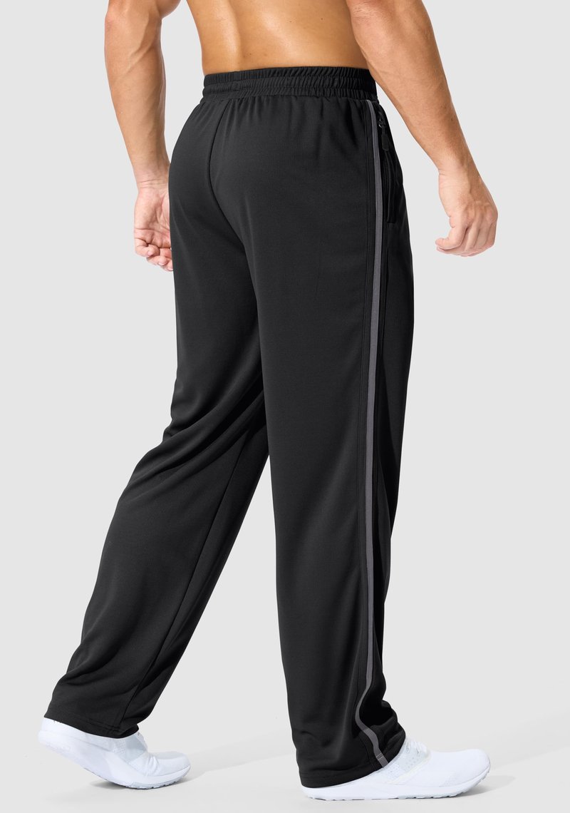 G Gradual Men's Athletic Sweatpants with Zipper Pockets Lightweight Quick Dry Mesh Workout Pants Open Bottom for Casual (Black, Large)