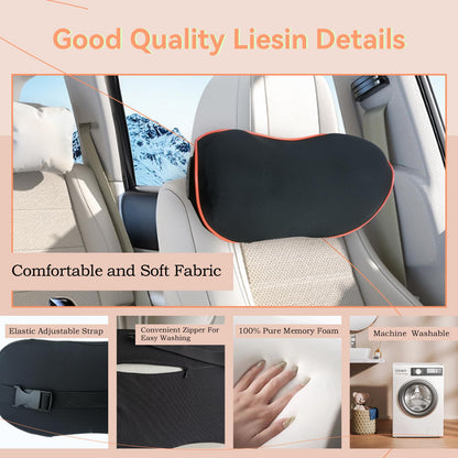 SPRFUFLY Make Relaxing Car Headrest Pillow, Car Pillow for Driving with Adjustable Strap, Breathable Removable Cover & Ergonomic Design - Softness Travel Car Neck Support Pillow(Black, 1PC)
