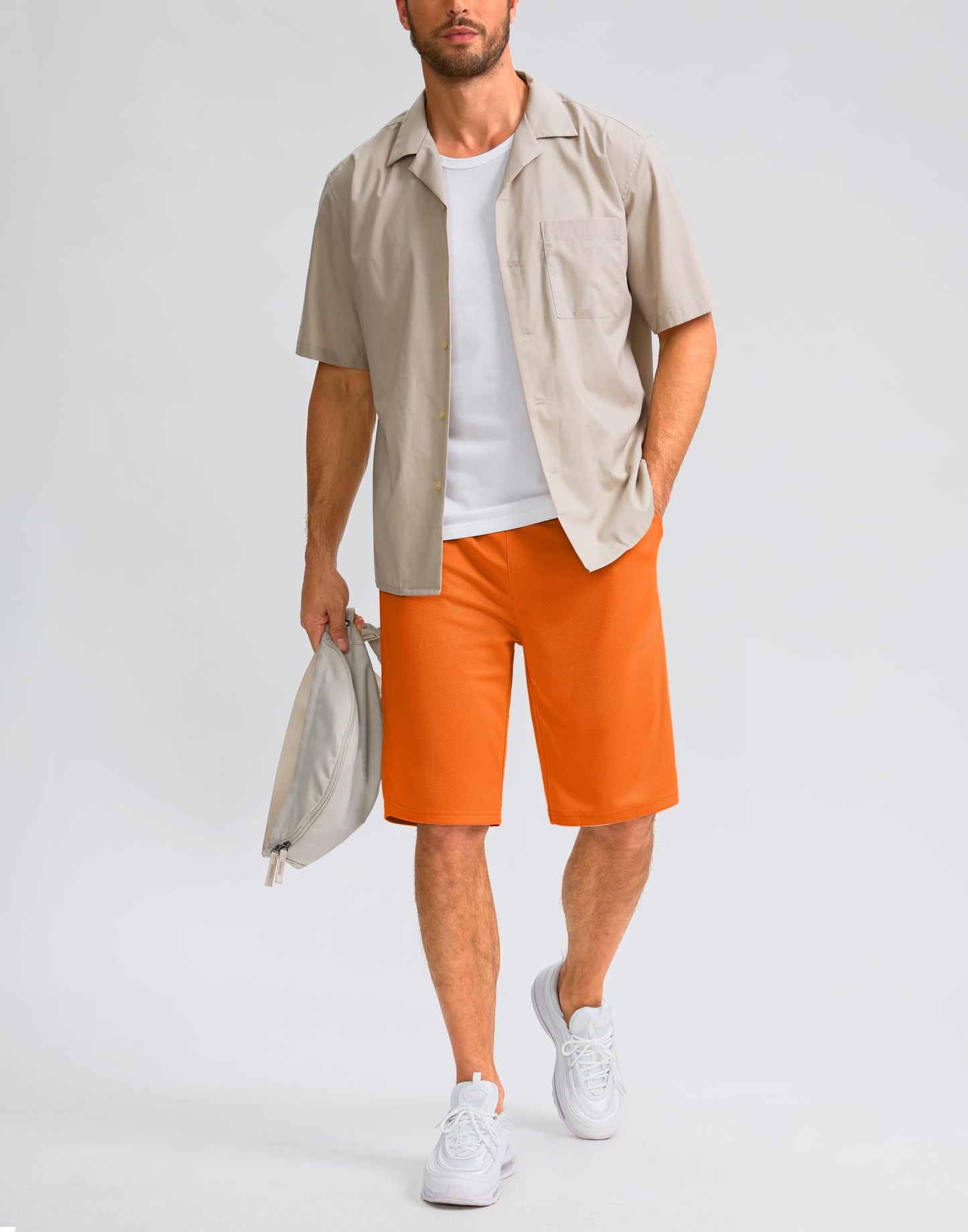 G Gradual Men's Athletic Shorts with Pockets 9" / 11" Long Basketball Shorts Lightweight Quick Dry Gym Workout Shorts for Men(Orange,4XL)