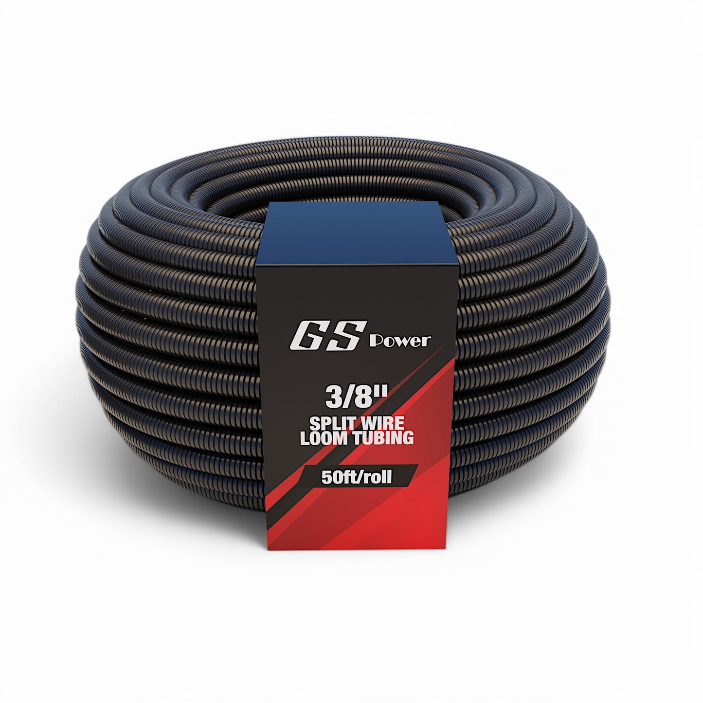 GS Power 3/8 Inch x 50 Ft Split Wire Loom Tubing, Split Cable Sleeve Cord Protector for Industrial Electrical Wires, Automotive Wire Cover Flexible, High Temperature Cable Conduit, Wrap