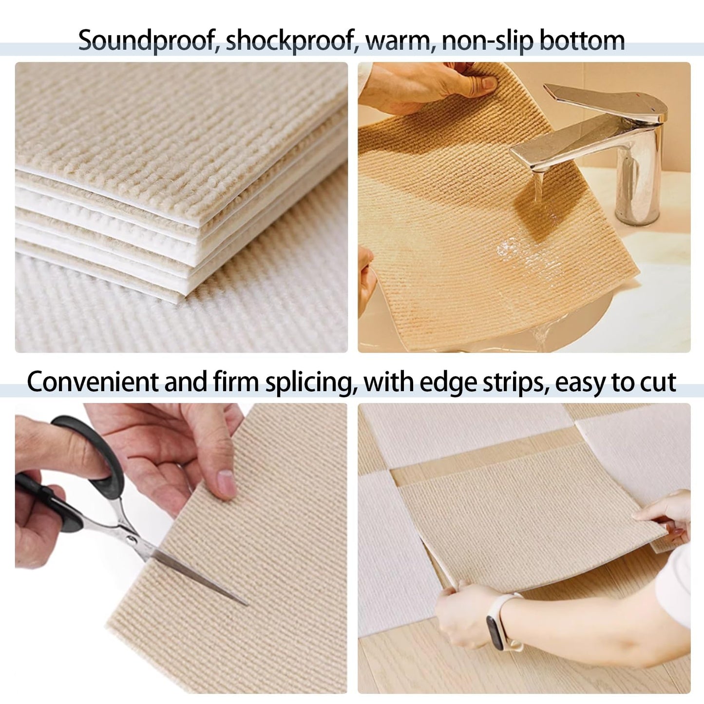 BRCYKRWY 8pcs Carpet Squares Puzzle Floor Mat,Modern Sound Insulation Carpet,Interlocking Bedroom Area Rugs,Indoor Low Pile Bedroom Floor Mat,Seamless Splicing,Suitable for All Seasons,Easy to Clean
