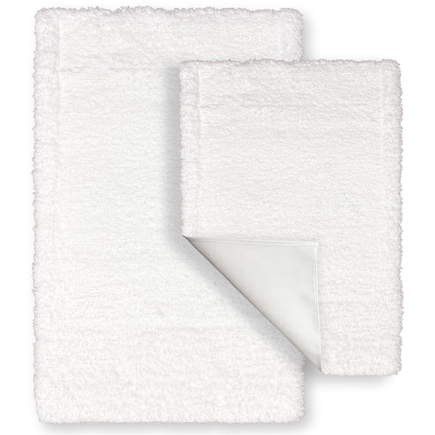 Homewear Bathroom Rugs Set 2-Piece – Extra Soft Rug, Bath & Shower Mat, Washable Rug, Floor Mats, Bath Decor, Accessories, Home Decor, Quick Dry, Non Slip Mat for Bathroom, 20"x32"+17"x24" Pure White