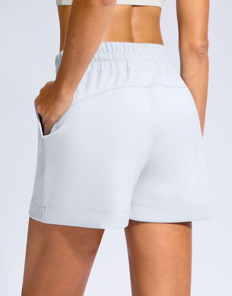 Soothfeel Women's Drawstring Sweat Shorts High Waisted Summer Workout Lounge Casual Shorts with Pockets White