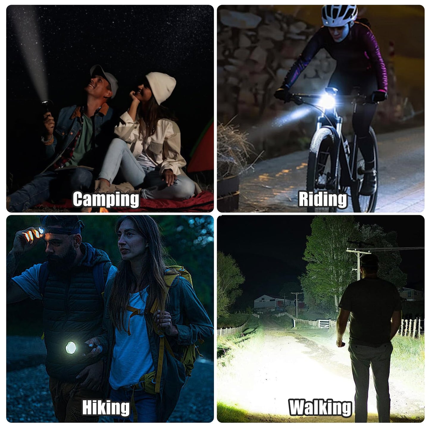 Zoomable LED Flashlights with 5 Modes 2Pack Christmas Stocking Stuffers Birthday Gifts for Men Him Dad Included Batteries Bright Tactical Torch High Lumens Outdoor Fishing Hiking Camping Essentials
