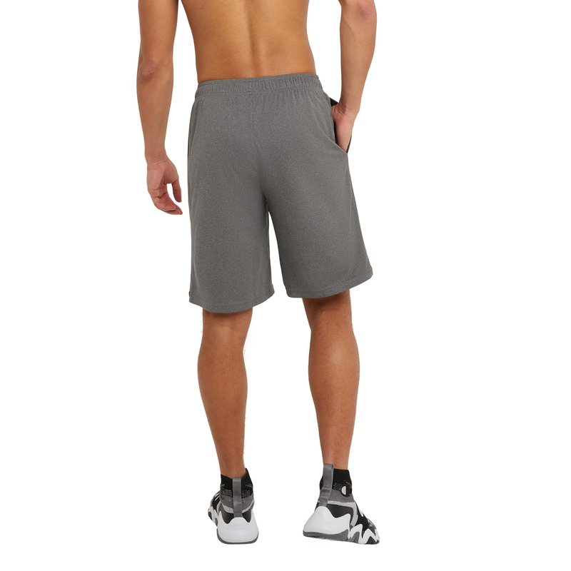 Champion Men's Sport Shorts, Standard Fit, 10 Inch Inseam, Lightweight Fabric, Moisture-Wicking, Available in Regular and Big & Tall, Granite Gray Heather, Large