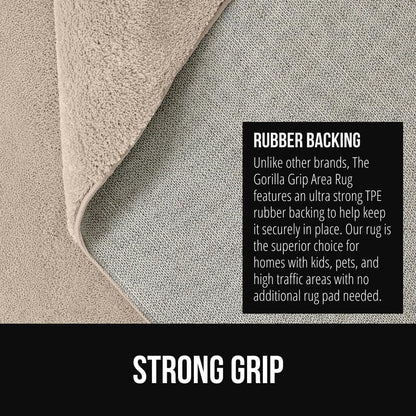 GORILLA GRIP Slip Resistant Soft Washable Stain Resistant Area Rug, 5x7, Plush Thick Carpet for Bedroom Living Room, No Shed Floor Rugs, Pet Friendly, Dorm Essentials, Kid Nursery Home Decor, Ivory