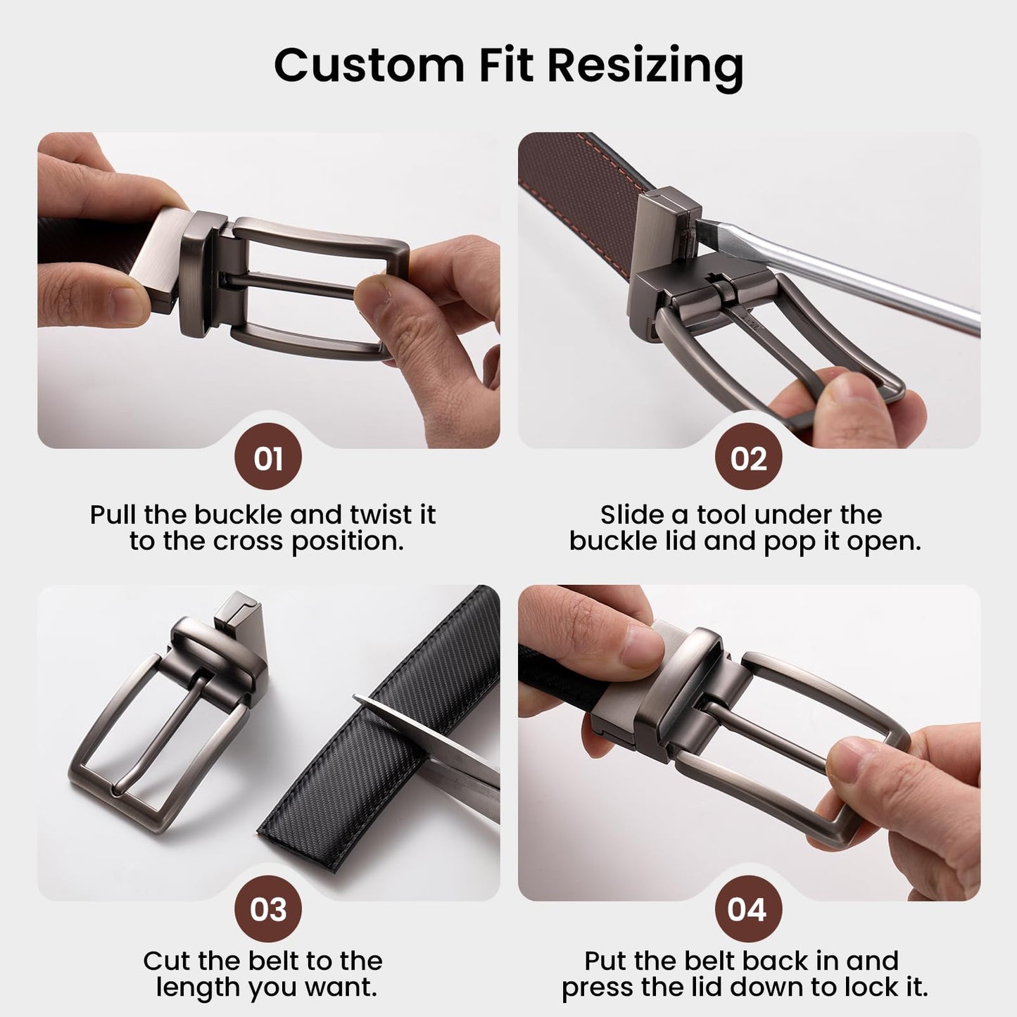 LMUGOOS 3 Pack Mens Belt Reversible Genuine Leather Belts - Adjustable & Cuttable 1.2" for Dress, Business, Casual & Jeans | Ideal Gift for Men, Dad, Husband on Birthday, Anniversary & Father's Day