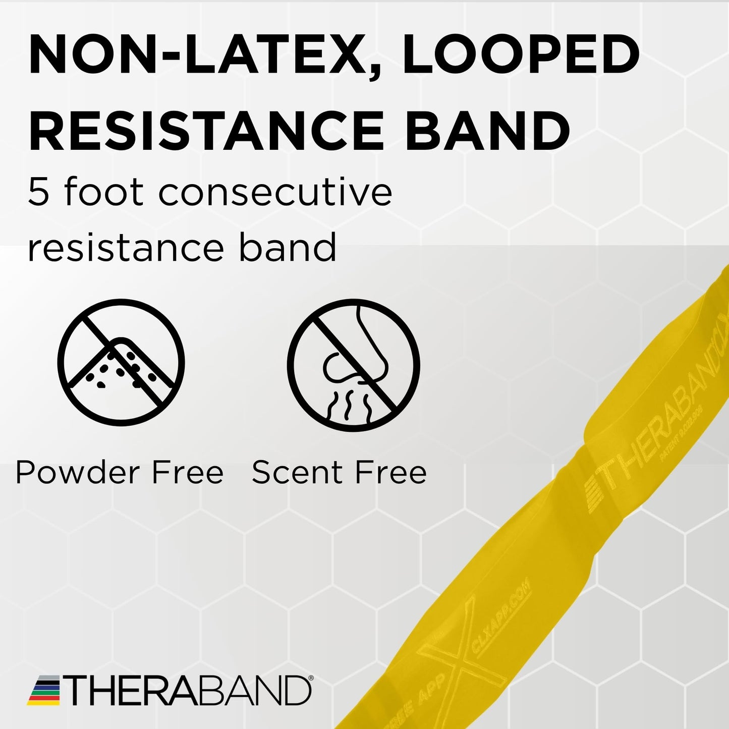 THERABAND CLX Resistance Band with Loops, 5-Foot Band, Yellow, Light, Non-Latex, Elastic Band for Exercise, Mobility & Rehab, Stretching, Home Workouts, Color-Coded for Easy Resistance Levels