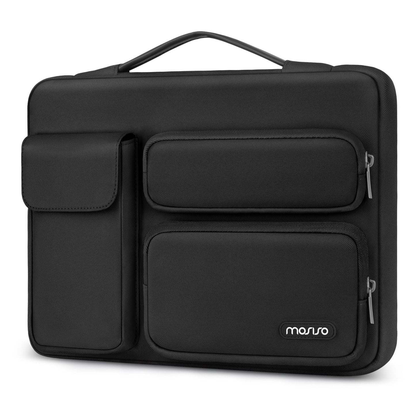 MOSISO 360 Protective Laptop Case 14 inch, Laptop Sleeve Compatible with HP Lenovo Dell ASUS Acer, HP Stream,Dell Latitude, Lenovo IdeaPad, Side Open Bag with 2 Raised&1 Flapover Pockets, Black