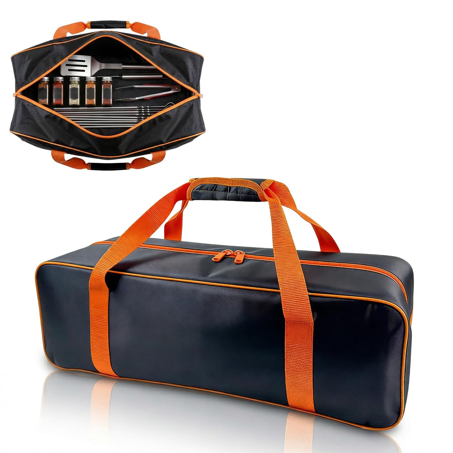 Grill Tool Storage Bag, 24" x 8" x 8" Large Capacity BBQ Accessory Storage, Heavy-Duty Utensil Grill Accessories Organizer Case Storage Compatible with Blackstone.Black (No Accessories)