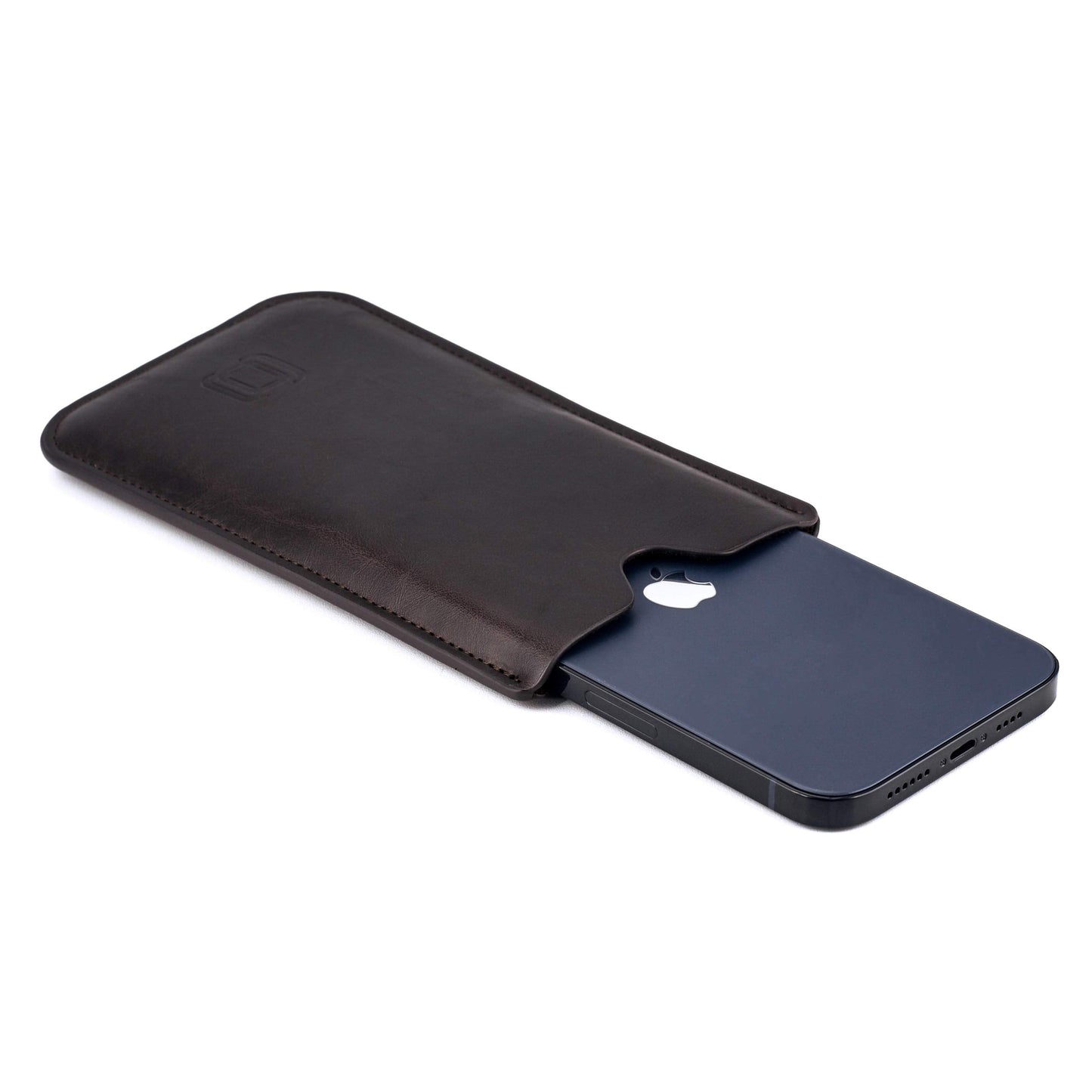 Dockem Executive Sleeve for iPhone 12-16 Pro Max, 14-16 Plus (6.7 inch) – Slightly Padded Vegan Leather w/Microfiber Lining - Slim Slip-on Case [Dark Brown]