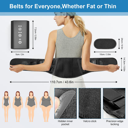 Heating Pad for Period Cramps Back Pain Relief,Electric Heating Pad for Low Back Massager,3 Heat, Black,43"x 6" +20" Extended Belt Gifts for Women/Men/Mom