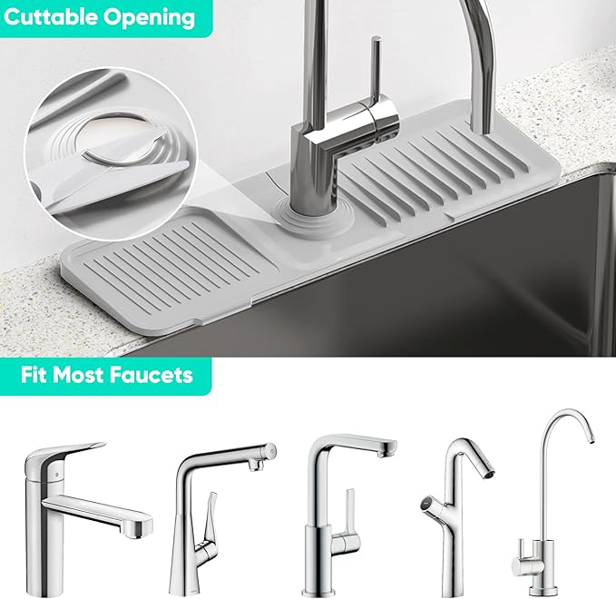 17.7'' Faucet Mat for Kitchen Sink Kitchen Sink Splash Guard Silicone Sink
