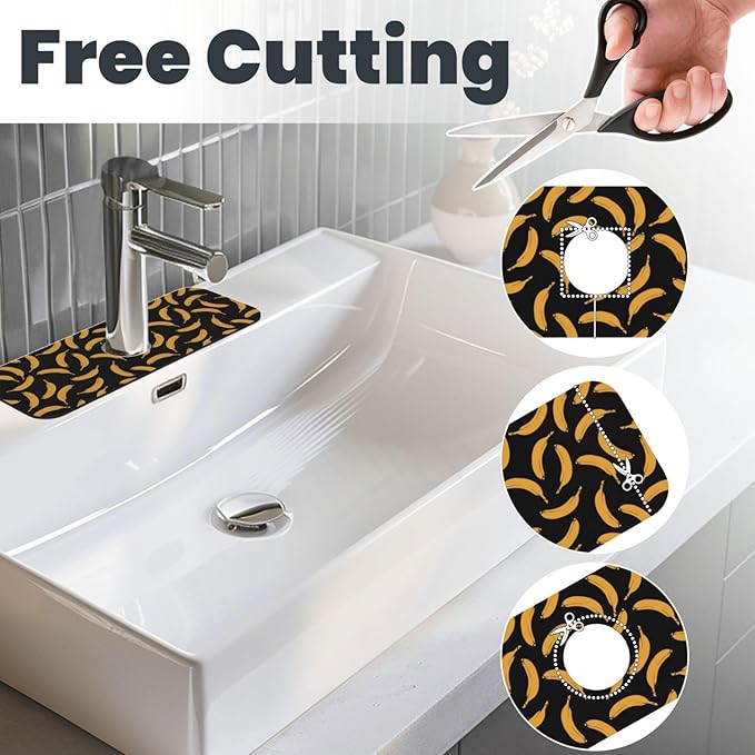 Yellow Banana Black Kitchen Sink Splash Guard Faucet Mat Super Absorbent Fast
