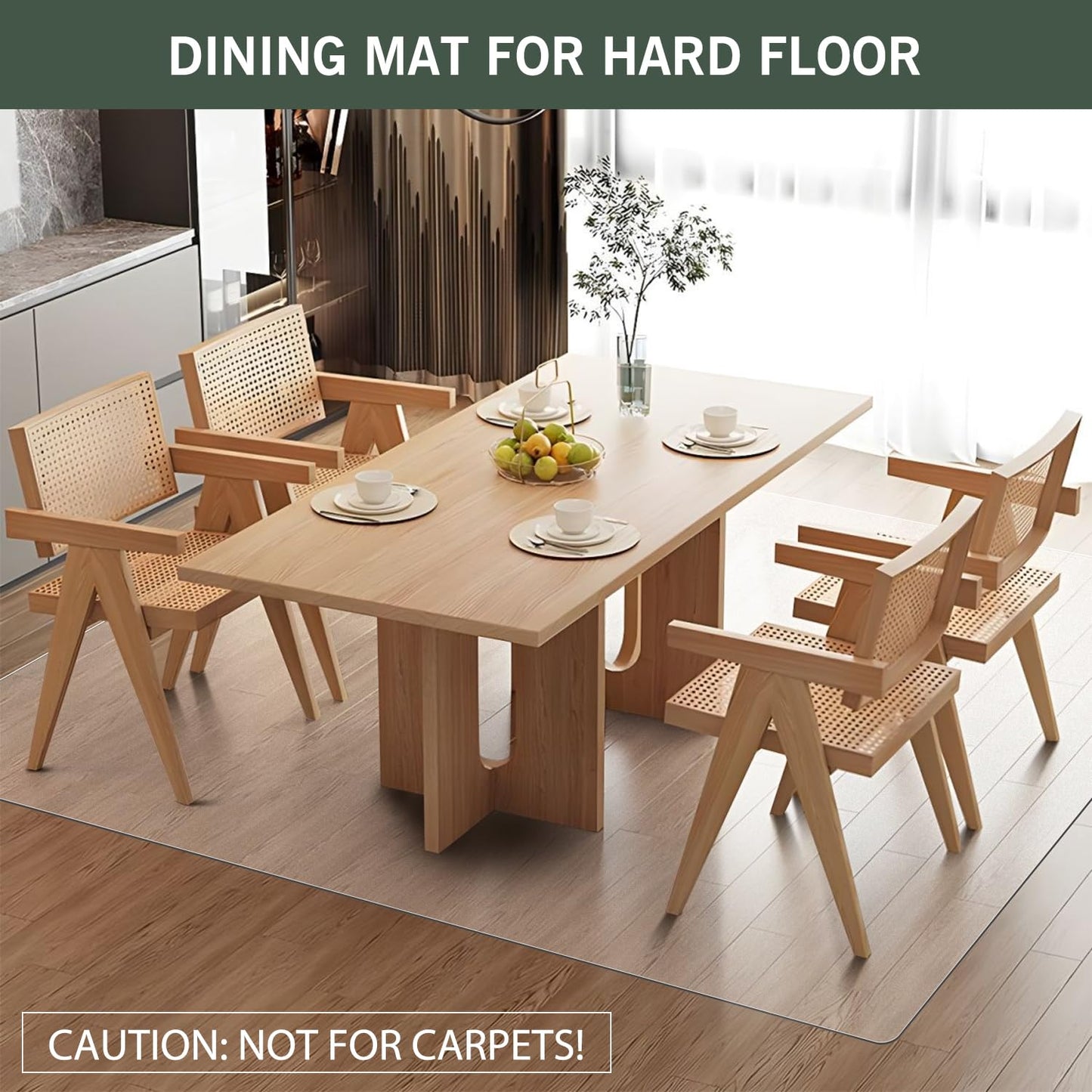 tixpol Plastic Floor Mat for Home, 5' x 7' Waterproof Area Rug for Living Room, Non-Slip Area Rug for Dining Room, Vinyl Floor Protector Mat for Kitchen Entryway - Kids & Pet Friendly (Clear)