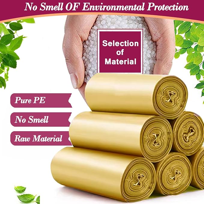 4 Gallon 180pcs Small Gold Trash Bags Strong Golden Garbage Bags, Bathroom