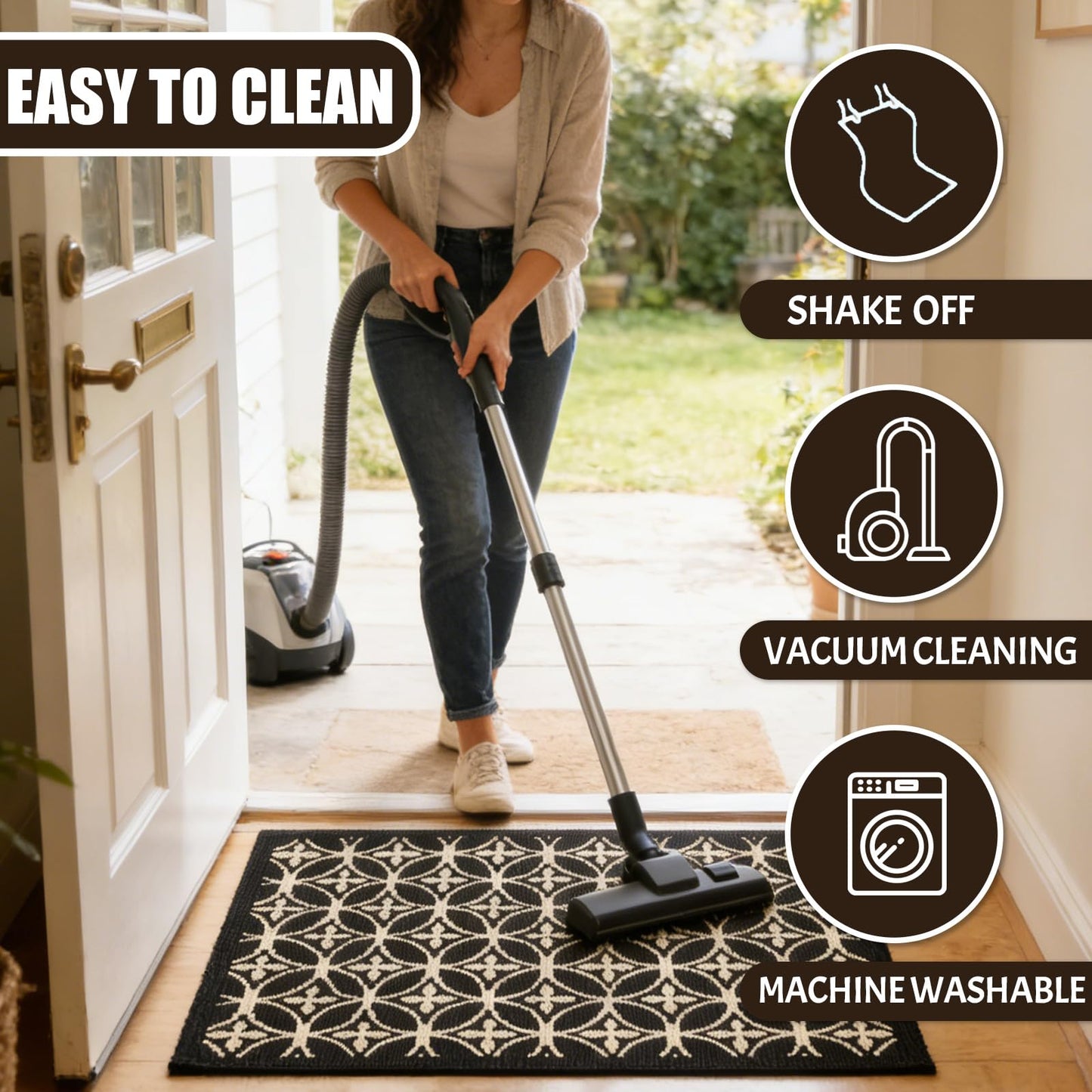 AOUER 20"x32" Door mat Indoor Entrance mats for entryway, Black and White