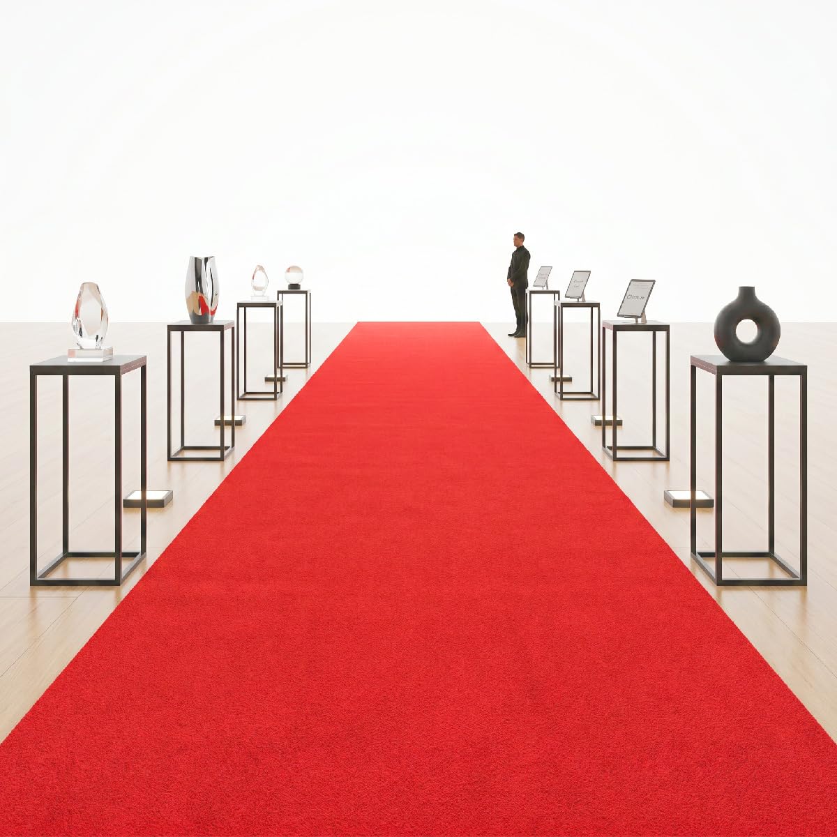3x15 Ft Red Carpet Runner with Non-Slip TPR Rubber Backing, Aisle Runner Rug for Wedding Party Prom, Indoor Outdoor Waterproof Runway Carpet for Events & Entrance