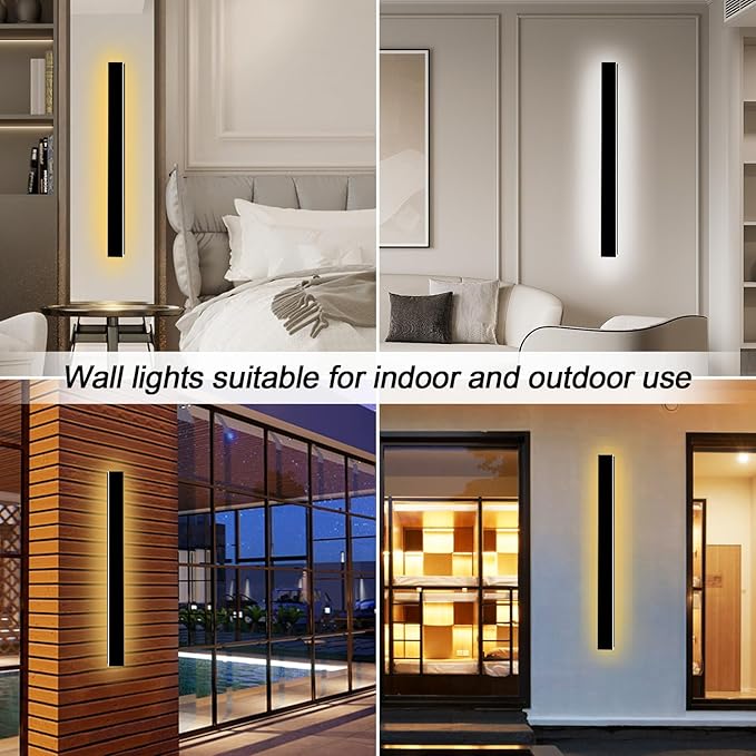 92 in Modern Outdoor Wall Lights, Black LED Exterior Light Fixtures Wall Mount, Waterproof Long Porch Lights Outdoor, 2700K-6500K 3CCT Linear Wall Sconce Light for Front Door Garage