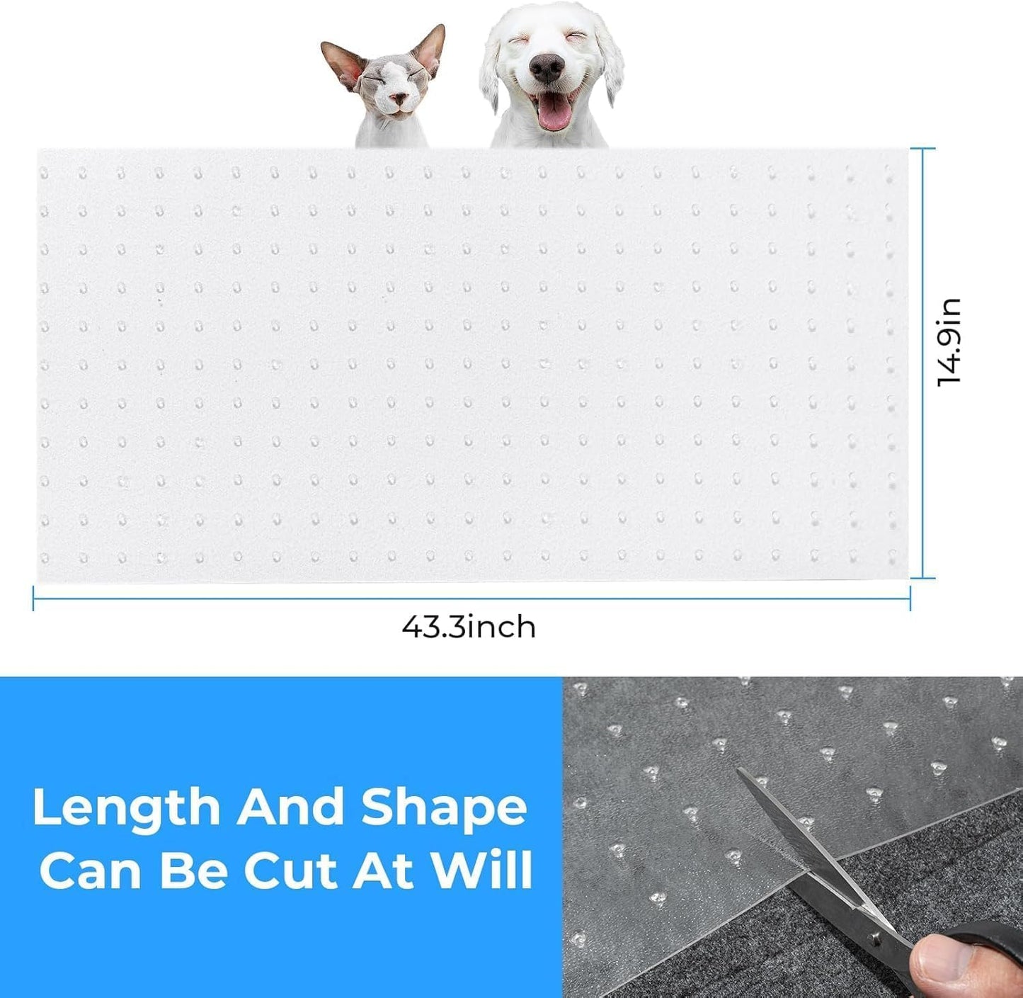 Pet Carpet Protector for Doorways - 14.9”x43.3” Clear Heavy-Duty PVC Scratch Guard | Waterproof, Non-Toxic, Cut-to-Fit Runner for Dogs & Cats (Stops Scratching, Stains) (Clear, 1 PC)