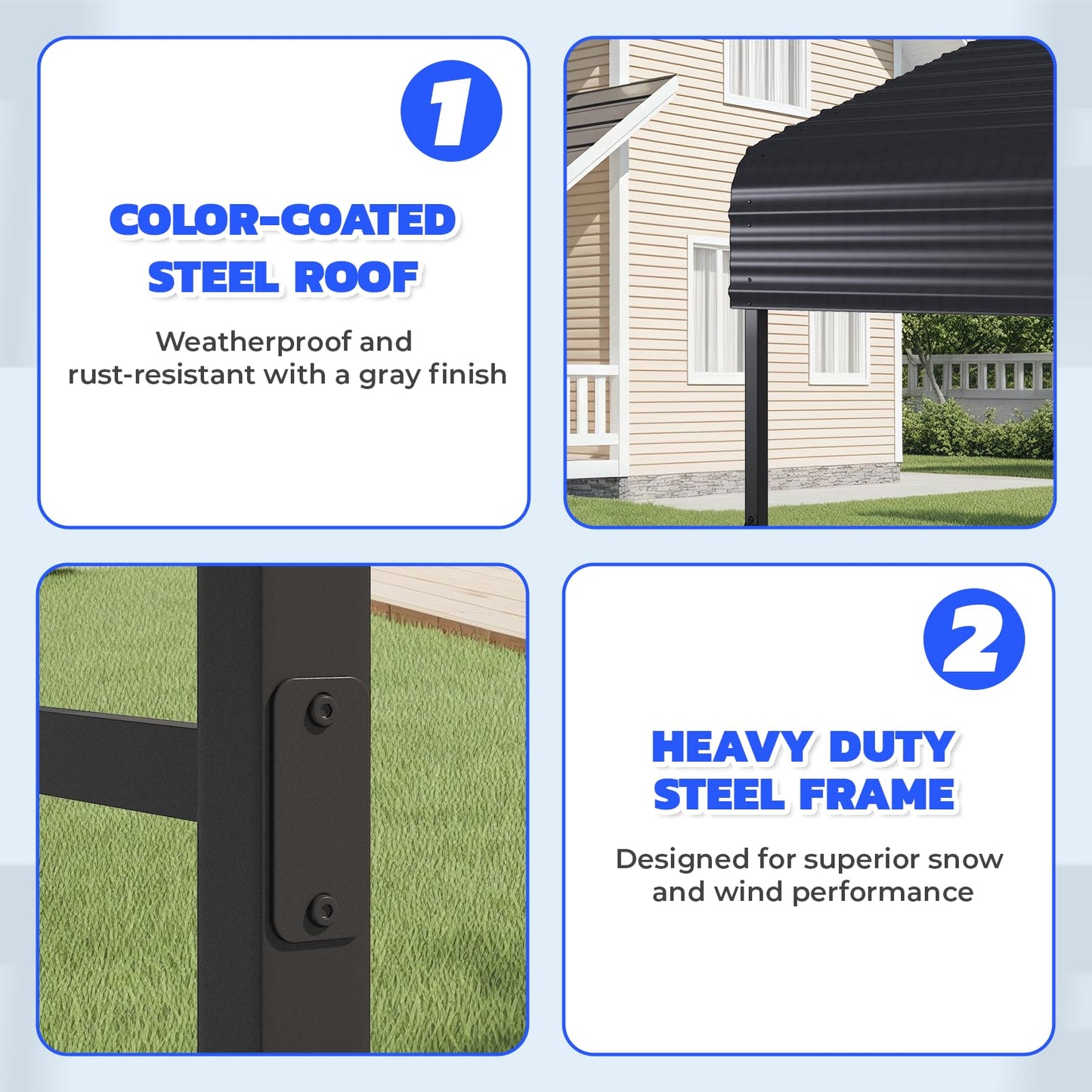 EROMMY 20x30 FT Heavy Duty Metal Carport with Reinforced Steel Braces & Galvanized Steel Roof and Frame, Sturdy Car Shed in All Weathers, Easy Assembly Car-Shelter for 2 Cars, SUV, Tractors and Boat