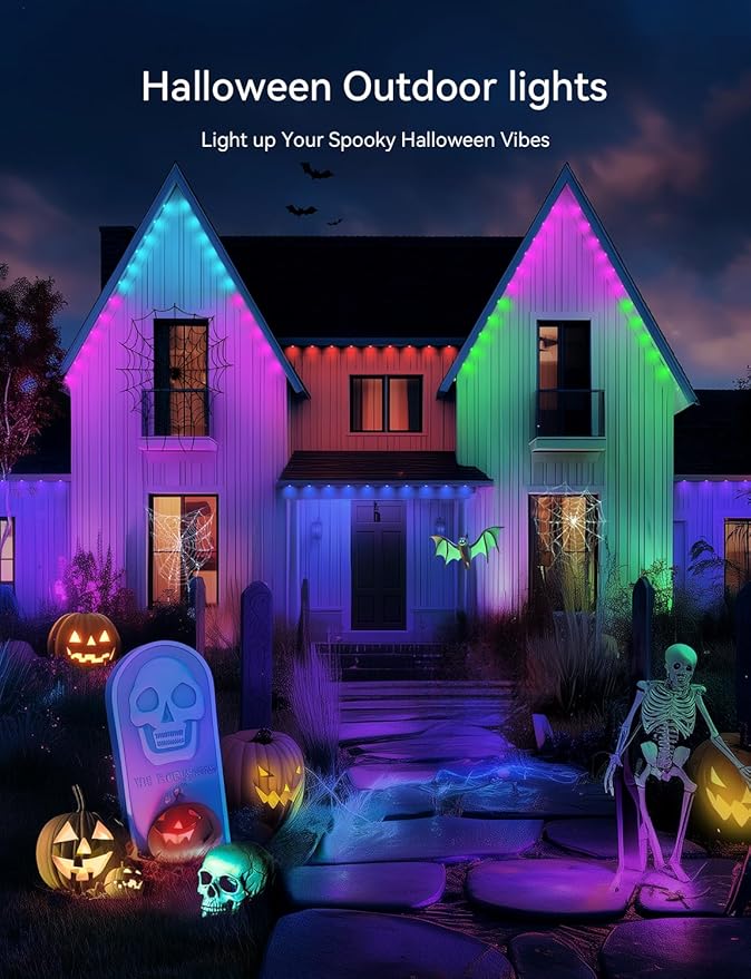 Permanent Outdoor Lights for House -Eaves Lights 50FT with 25 IC+RGBCW LED IP67 Waterproof, Smart Outside LED Christmas Light with App/Remote, Eternity Lighting for Holiday/Daily