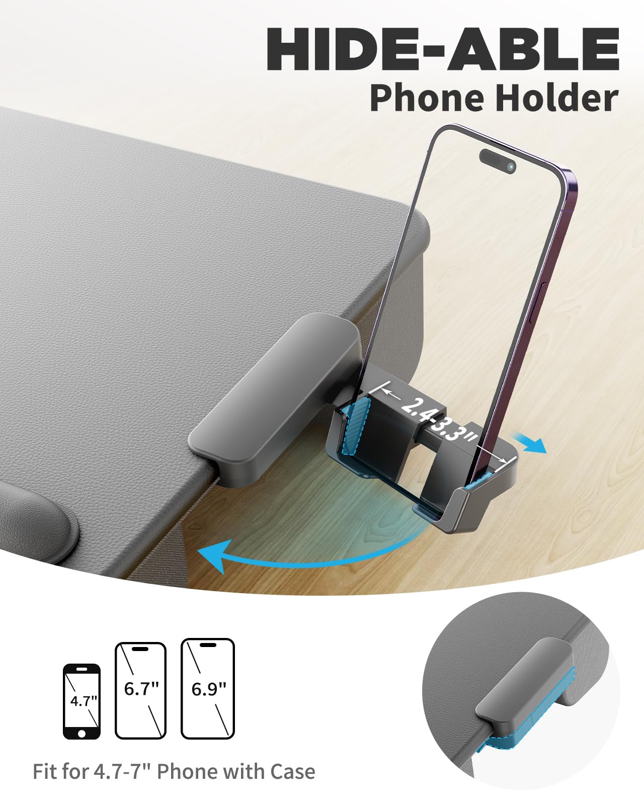 SAIJI Lap Desk with Cushion, Computer Laptop Stand, Lap Laptop Table, Built-in Drawer Storage, Phone Holder, Wrist Pad