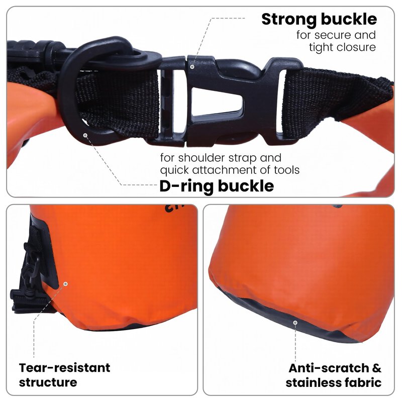 Pristis Waterproof Dry Bag, 5L Lightweight Floating Kayak Storage Backpack for Men Women, Durable Outdoor Roll Top Dry Sack Gear Accessory for Kayaking Fishing Rafting Beach Camping, Orange