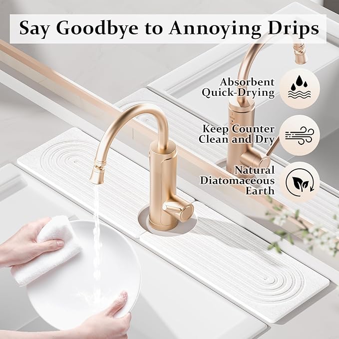 Faucet Mat for Kitchen Sink ，Water Absorbing Stone Tray for Sink，15.7 inches