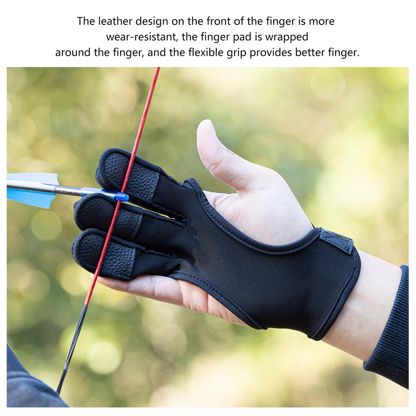 Prespollw Archery Glove Three-Finger Guard – Protective Shooting Glove for Men & Women, Ideal for Recurve & Compound Bow Hunting and Target Practice (X-Large)